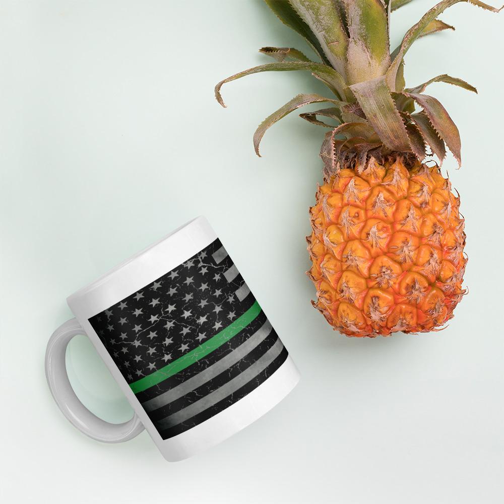Green Line Crackle Coffee Mug