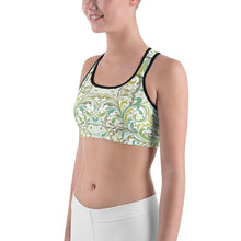 Green Pattern Sports Bra
