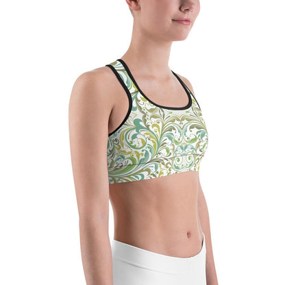 Green Pattern Sports Bra
