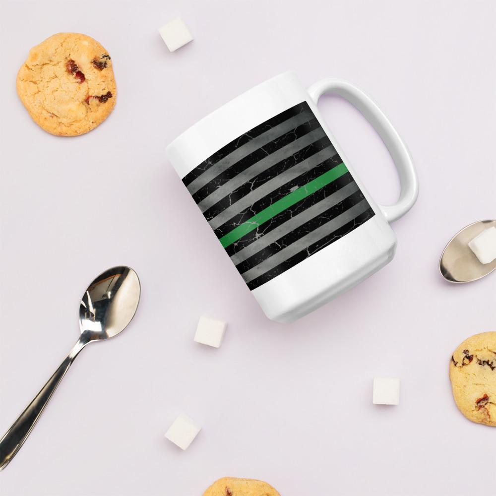 Green Line Crackle Coffee Mug