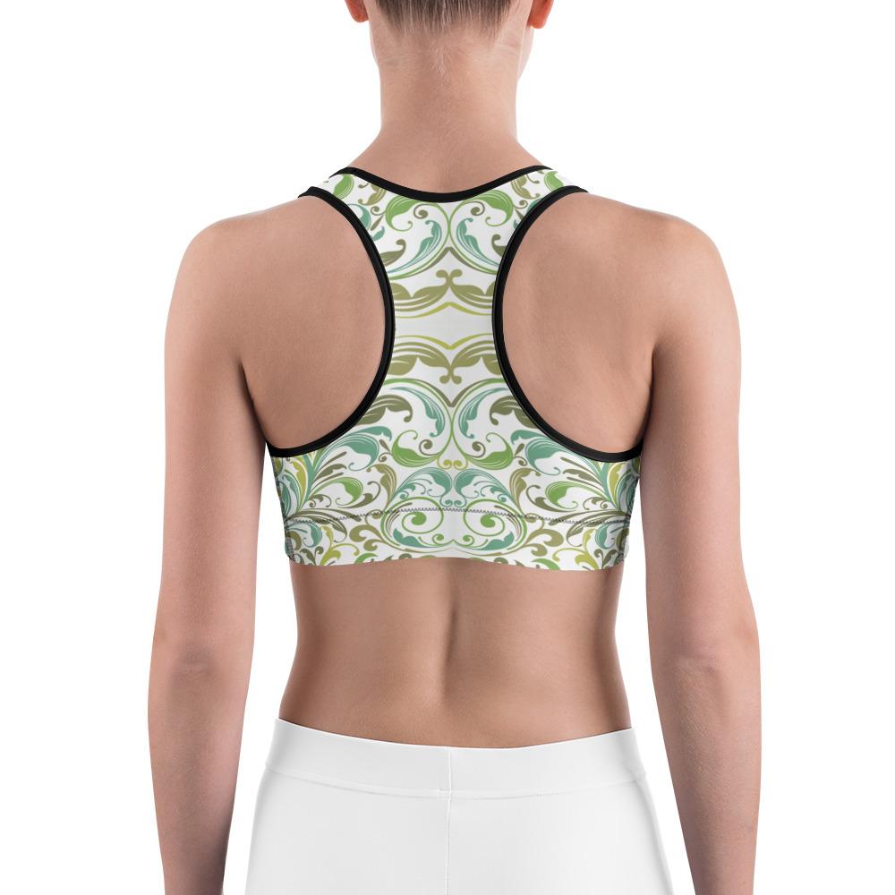 Green Pattern Sports Bra