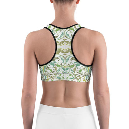 Green Pattern Sports Bra