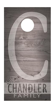 Monogrammed Cornhole Board Gray Wood Decal Wrap