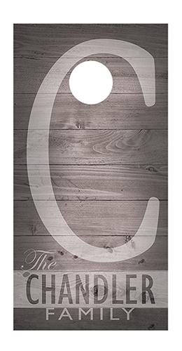 Monogrammed Cornhole Board Gray Wood Decal Wrap