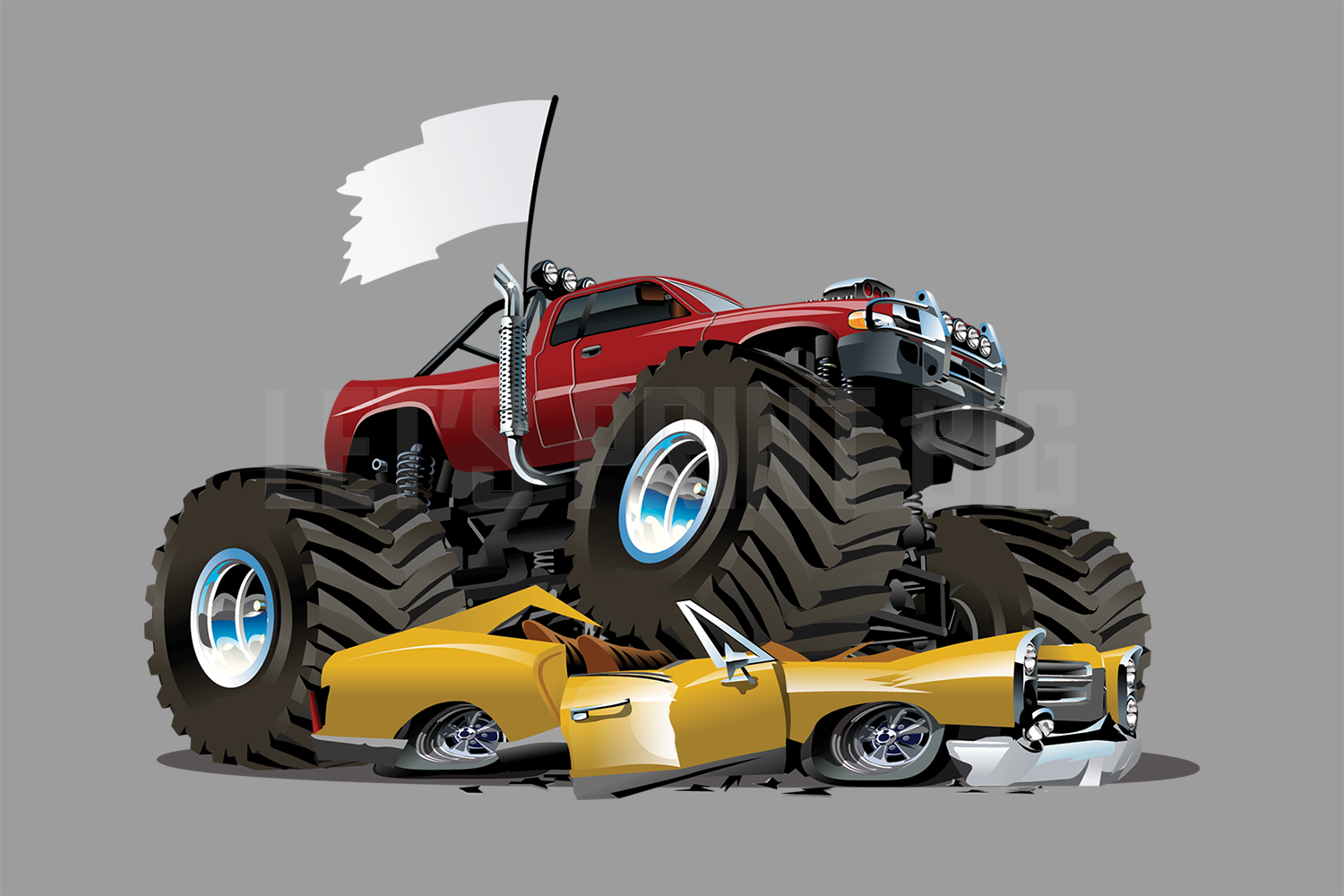 Car Art Monster Truck Car Smash WALL DECAL REMOVABLE REPOSITIONABLE