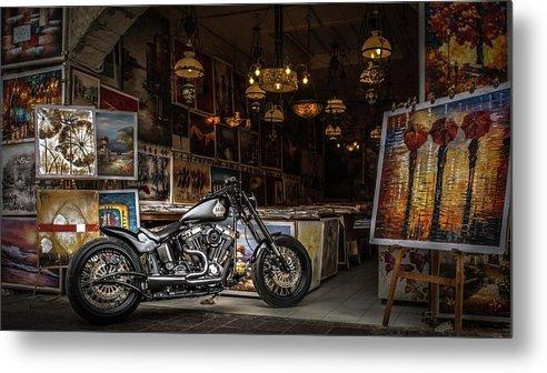 Motorcycle Painting - Metal Print