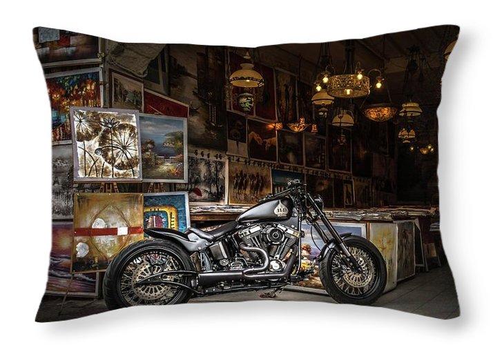 Motorcycle Painting - Throw Pillow