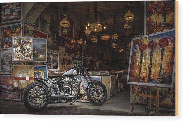Motorcycle Painting - Wood Print