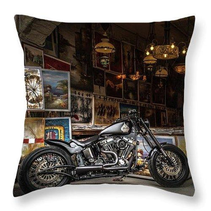 Motorcycle Painting - Throw Pillow
