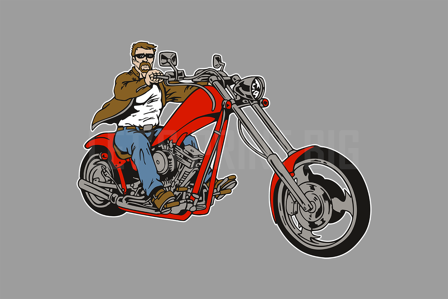 Car Art Red Chopper Motorcycle Rider Wall Art Decal Sticker