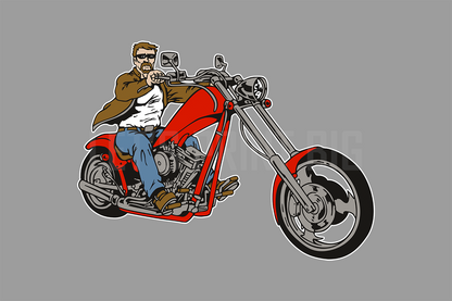 Car Art Red Chopper Motorcycle Rider Wall Art Decal Sticker
