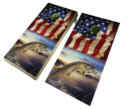 Muskie Flag Design B Corn Hole Board Decal Wrap