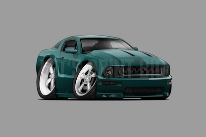 2008 Mustang Car Art Cartoon Wall Decal