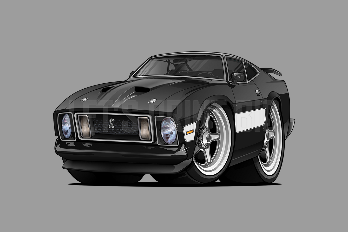 Car Art 1973 Mustang Hot Rod Cartoon Wall Decal