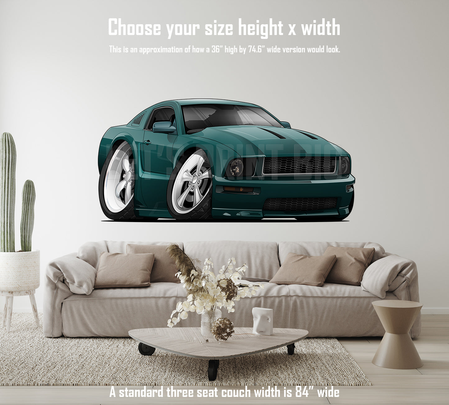 2008 Mustang Car Art Cartoon Wall Decal