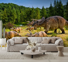 Natural-Sized Dinosaurs in Jurassic Park Wall Mural