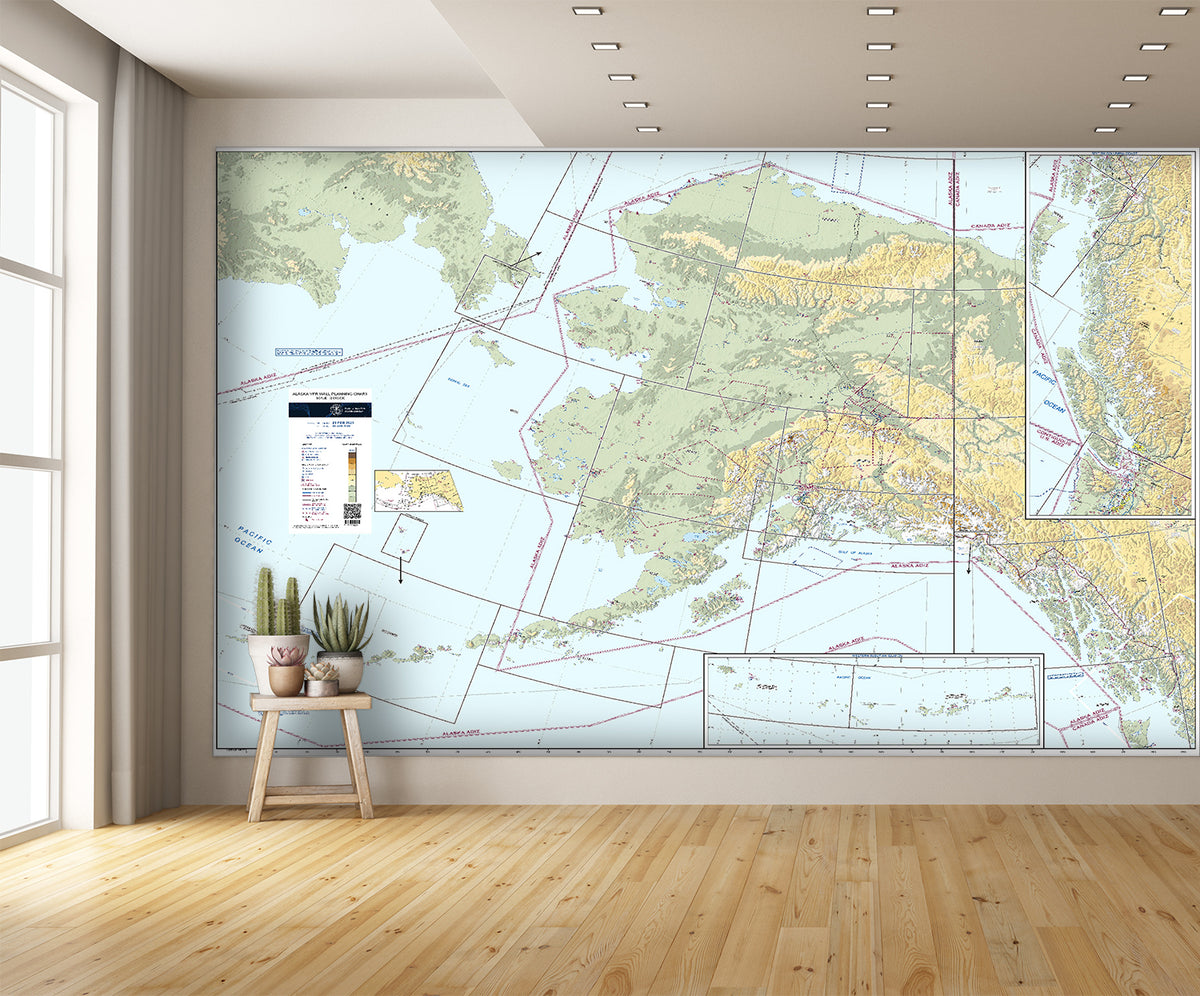 Pilot Roster Wall Aeronautical VFR Planning Chart Alaska Wall Mural – Let's Print Big