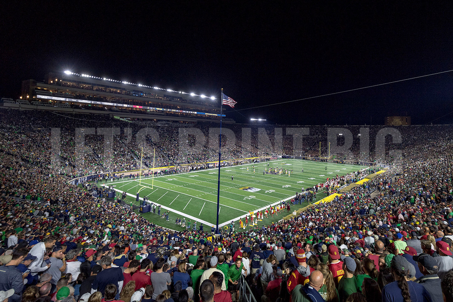 Notre Dame Football Stadium at Night Wall Mural