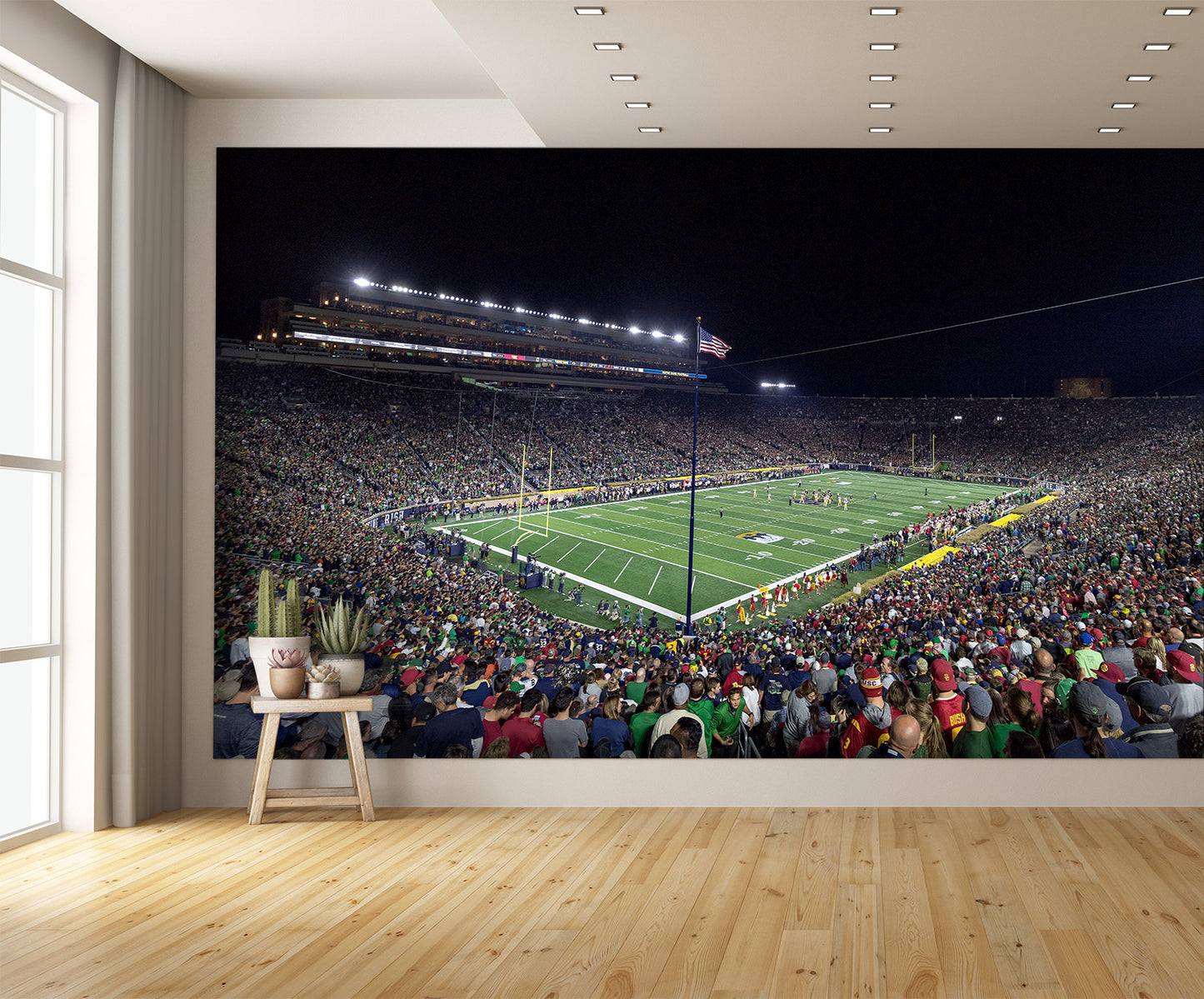 Notre Dame Football Stadium at Night Wall Mural