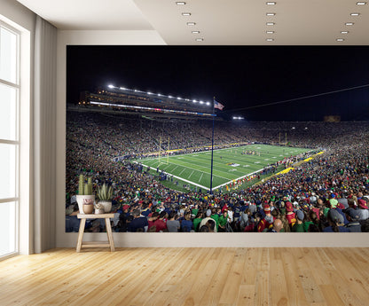 Notre Dame Football Stadium at Night Wall Mural