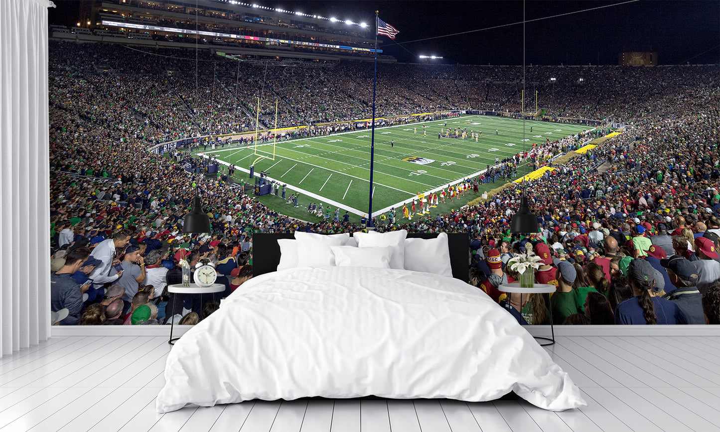 Notre Dame Football Stadium at Night Wall Mural