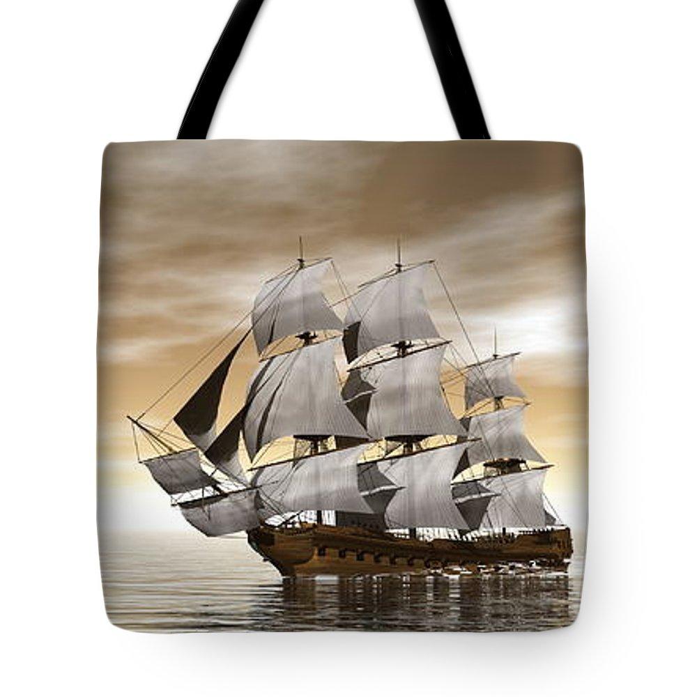 Old Merchant Ship - 3d Render - Tote Bag