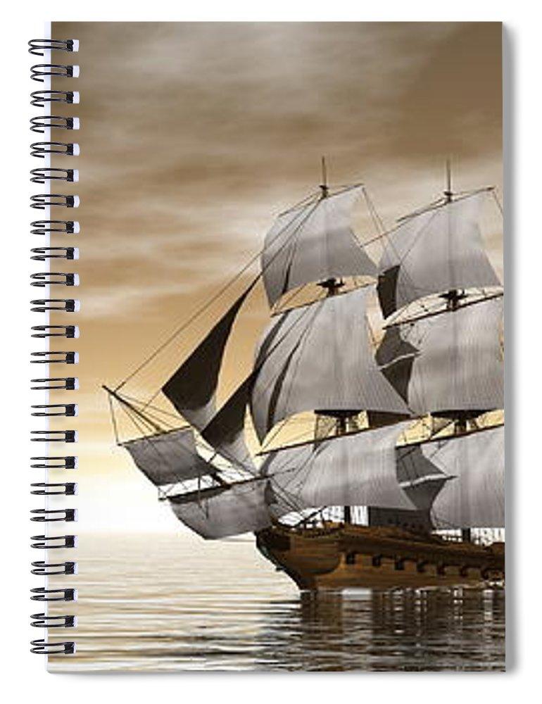 Old Merchant Ship - 3d Render - Spiral Notebook