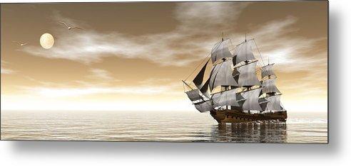 Old Merchant Ship - 3d Render - Metal Print