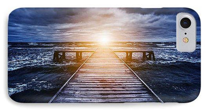 Old Wooden Jetty During Storm On The Ocean. Abstract Light - Phone Case