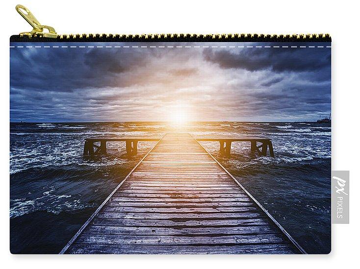 Old Wooden Jetty During Storm On The Ocean. Abstract Light - Carry-All Pouch