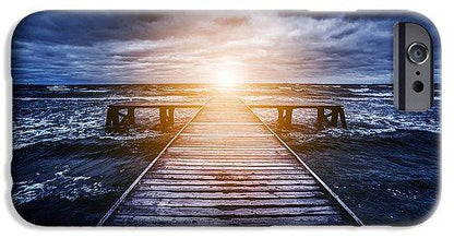 Old Wooden Jetty During Storm On The Ocean. Abstract Light - Phone Case