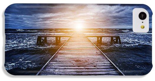Old Wooden Jetty During Storm On The Ocean. Abstract Light - Phone Case