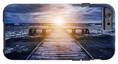 Old Wooden Jetty During Storm On The Ocean. Abstract Light - Phone Case