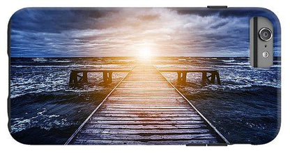 Old Wooden Jetty During Storm On The Ocean. Abstract Light - Phone Case