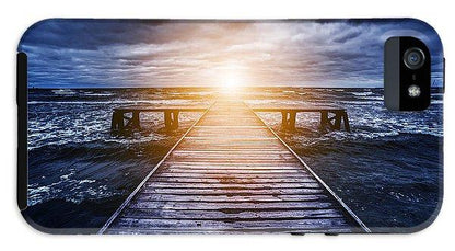 Old Wooden Jetty During Storm On The Ocean. Abstract Light - Phone Case
