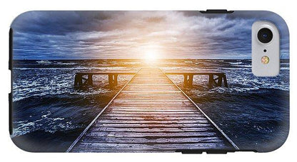 Old Wooden Jetty During Storm On The Ocean. Abstract Light - Phone Case