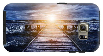 Old Wooden Jetty During Storm On The Ocean. Abstract Light - Phone Case