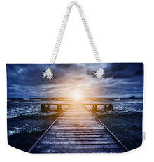 Old Wooden Jetty During Storm On The Ocean. Abstract Light - Weekender Tote Bag
