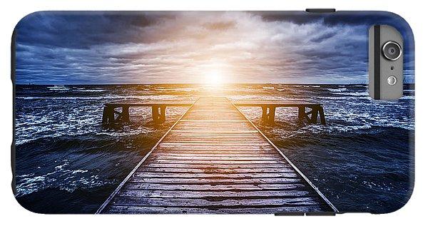 Old Wooden Jetty During Storm On The Ocean. Abstract Light - Phone Case
