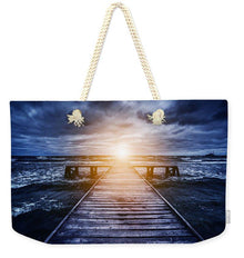 Old Wooden Jetty During Storm On The Ocean. Abstract Light - Weekender Tote Bag
