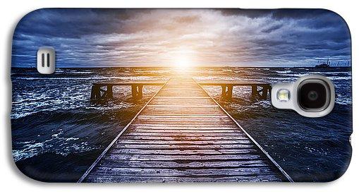 Old Wooden Jetty During Storm On The Ocean. Abstract Light - Phone Case