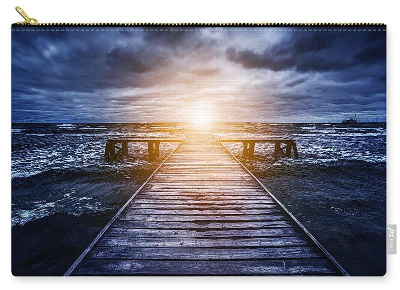 Old Wooden Jetty During Storm On The Ocean. Abstract Light - Carry-All Pouch
