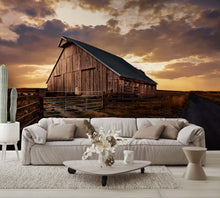 Old Barn Country Road Sunset Wallpaper Mural