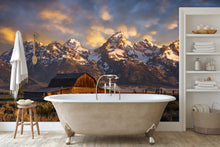 Old Barn Grand Tetons Mountains Wallpaper Mural