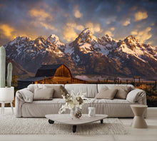 Old Barn Grand Tetons Mountains Wallpaper Mural
