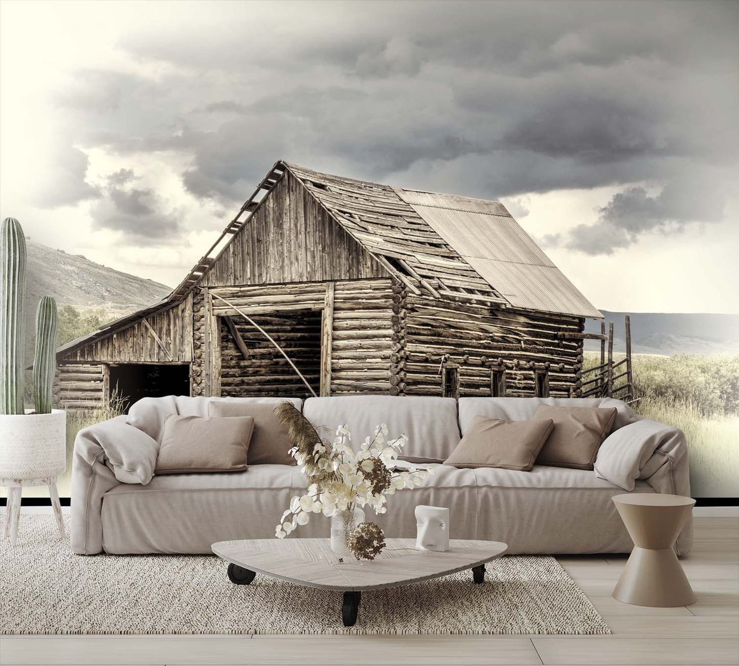 Old Barn Rocky Mountains Wallpaper Mural