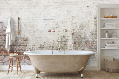Old Dilapidated Farmhouse Brick Facade Wallpaper Mural