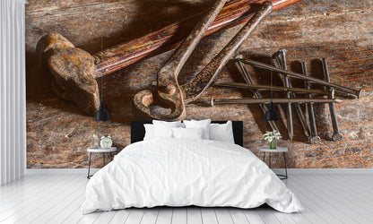 Old Rustic Tools Mural Wallpaper