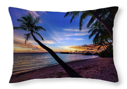 Palm Trees Beach Sunset - Throw Pillow