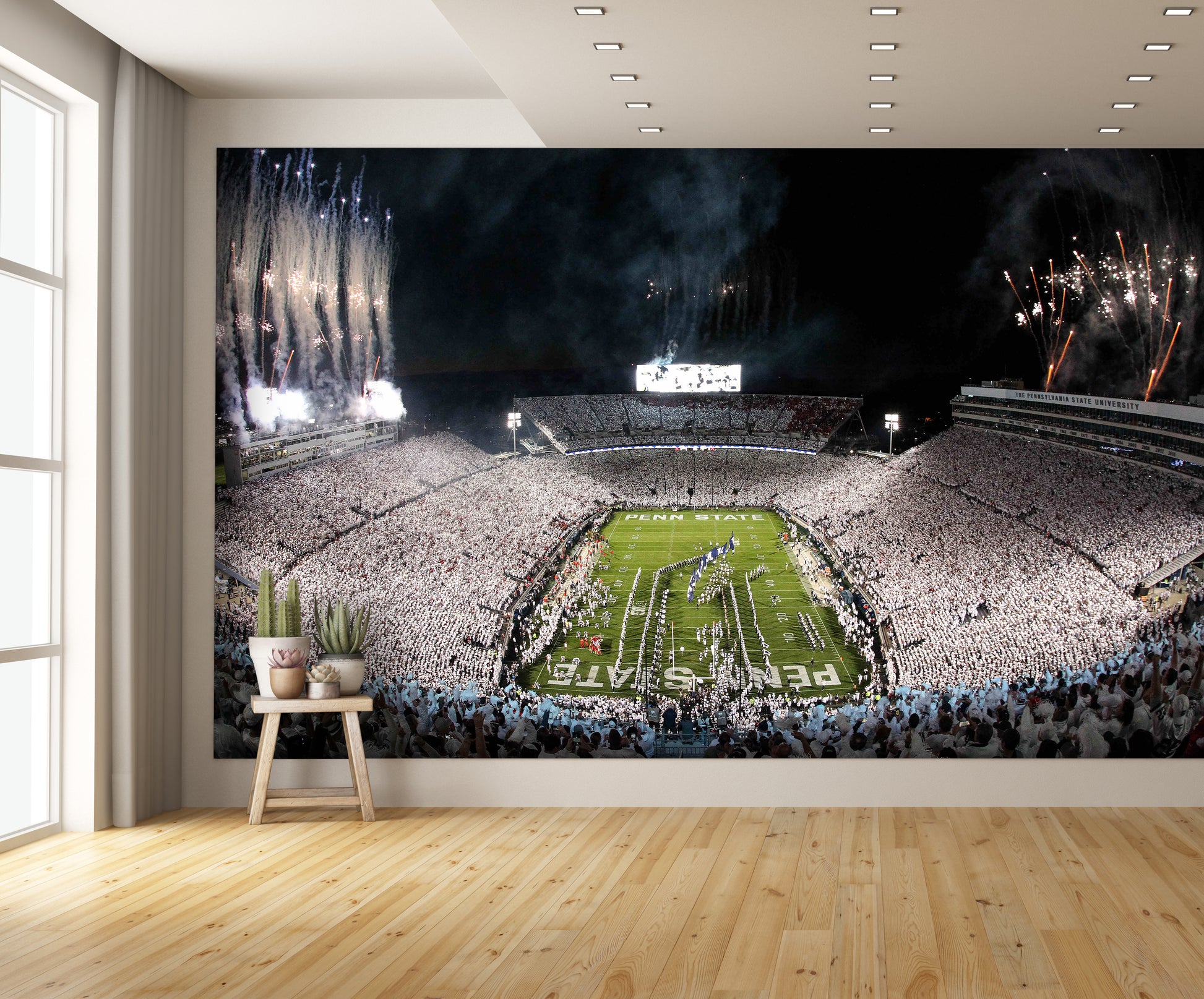 Penn State Wall Art Beaver Football Stadium White Out Mural extra room